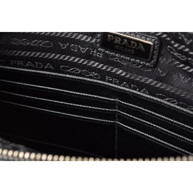 Prada Clutch Bag Travel Pouch Saffiano Patch Patchwork Black Azzurro — view 8