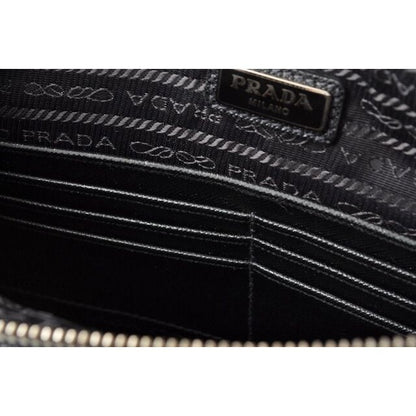 Prada Clutch Bag Travel Pouch Saffiano Patch Patchwork Black Azzurro — view 8