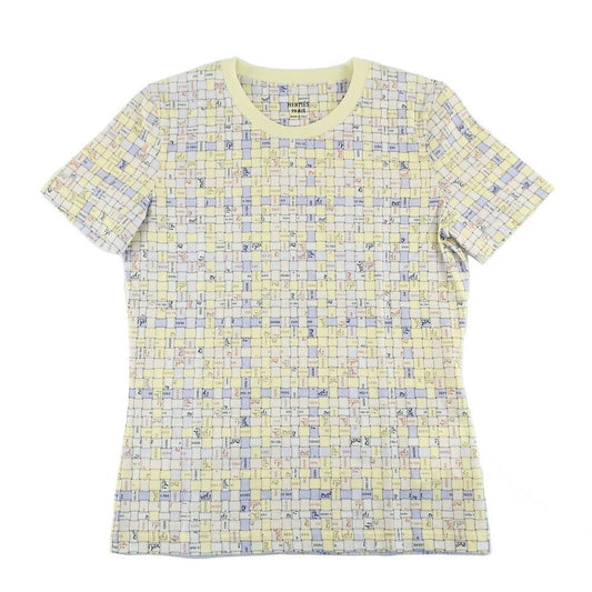 Hermes Micro T-Shirt 36 Bolduc Plaid Pattern Yellow Short Sleeve