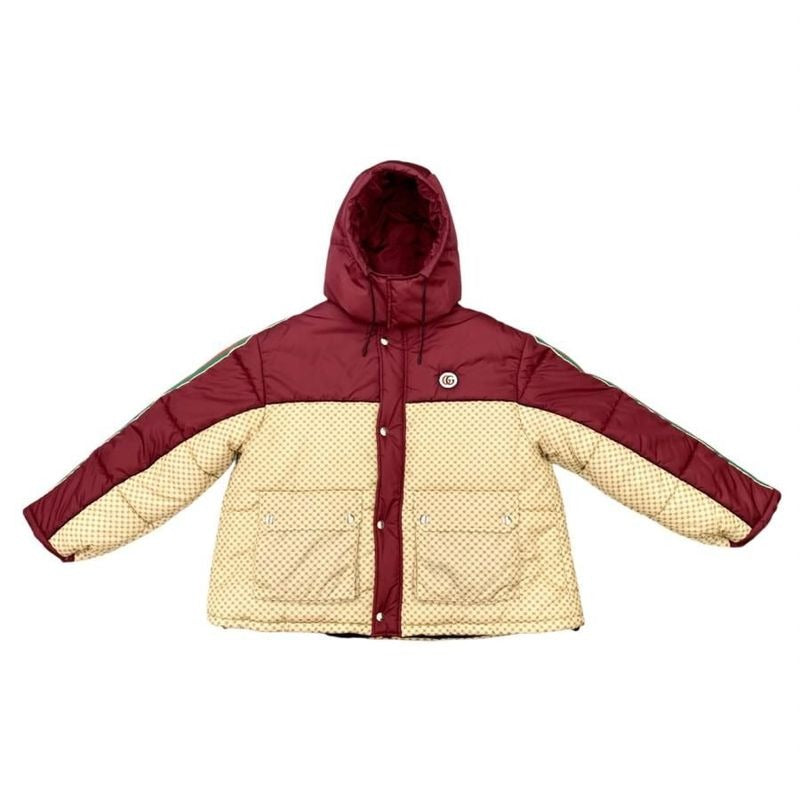 Gucci Down Jacket GG Parachute Nylon Padded 42 Size Beige