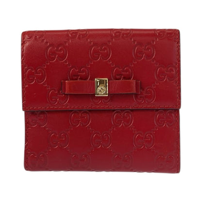 Gucci Guccissima Ribbon Red Gold Leather Compact Wallet