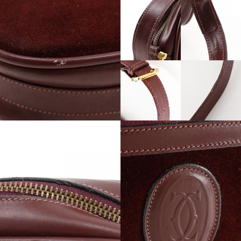 Cartier Must Line Suede And Calf Bordeaux Women's Shoulder Bag