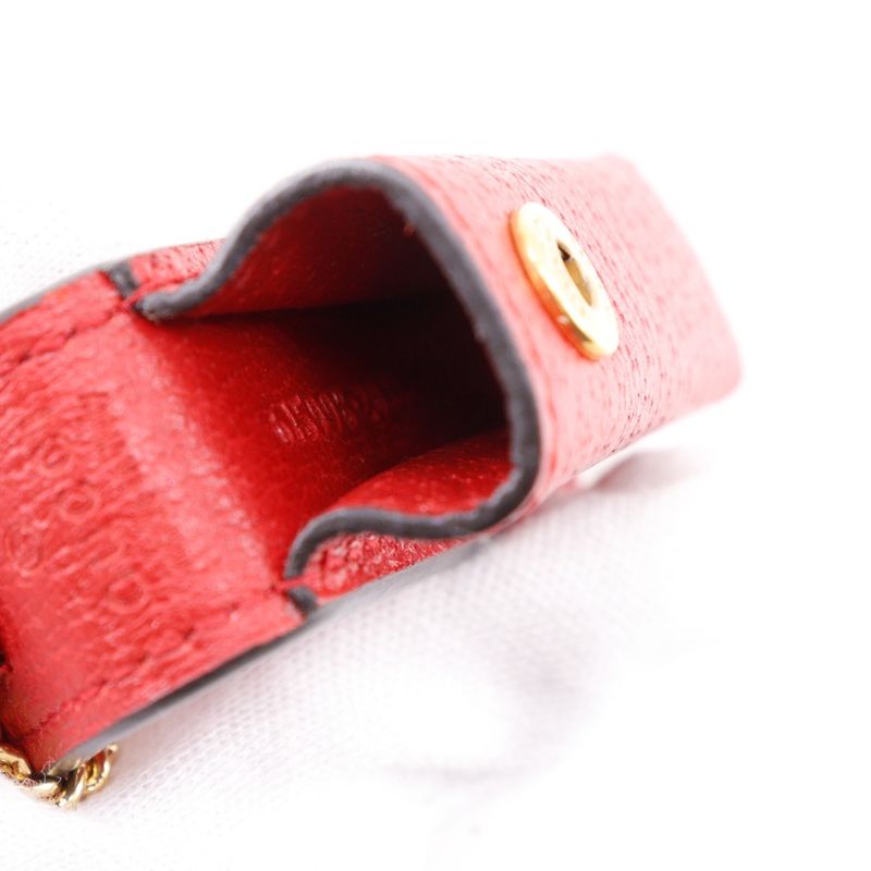 Gucci Lipstick Case Double G Pendant 615998 Calf Red Women's Other Accessories
