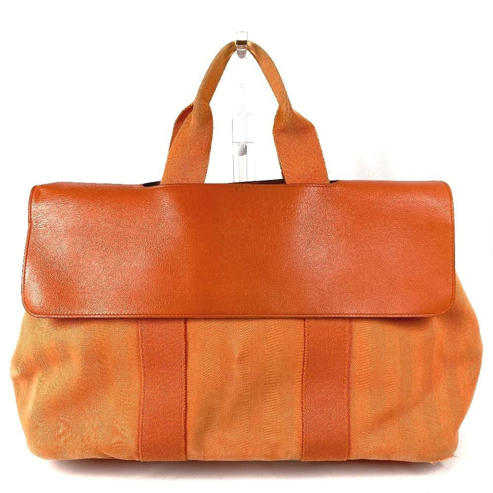 Hermes Handbag Valparaiso MM Toile Chevron Orange