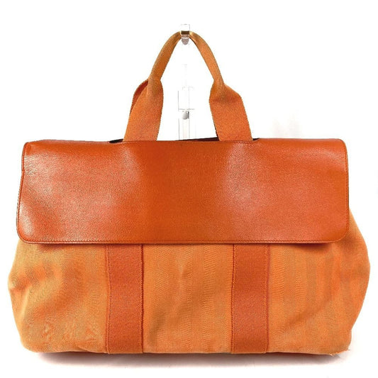 Hermes Handbag Valparaiso MM Toile Chevron Orange