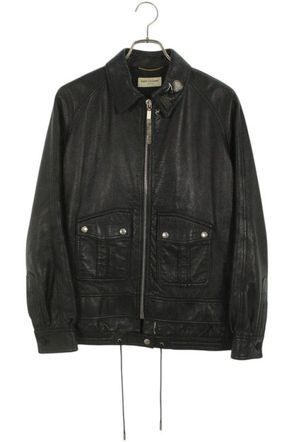 Saint Laurent Paris 472316 Y5qq2 Leather Zip-up Blouson With Pin Decoration