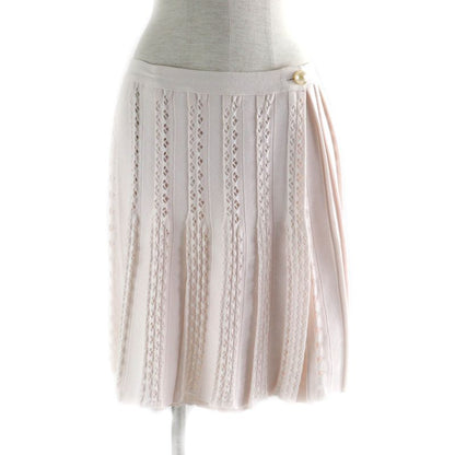 CHANEL P43884 F Knit Pleated Skirt With Pearl Coco Mark Buttons Wrap Skirt