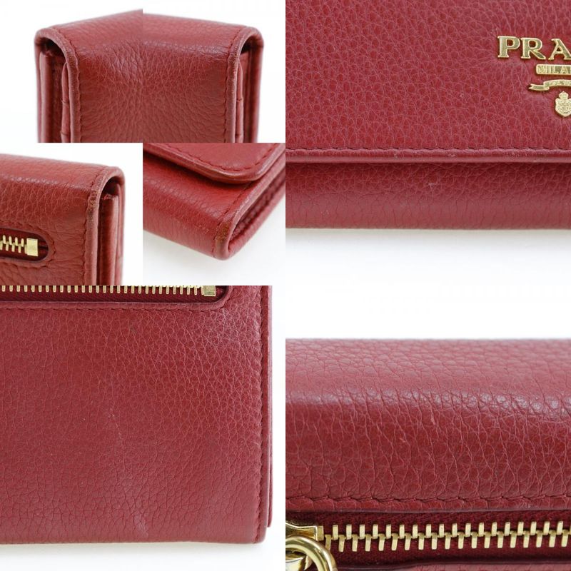 Prada Vittero Dino 1mh132 Leather Red Ladies Long Wallet