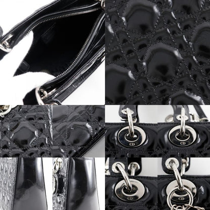 [dior] Christian Dior Lady Dior Medium Canage 2WAY Shoulder Enamel Black Ladies