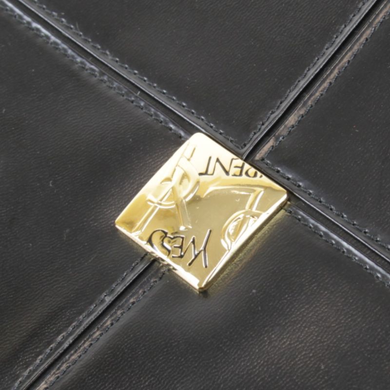 Yves Saint Laurent Vintage Logo Gold Hardware Bag Handbag Leather Black