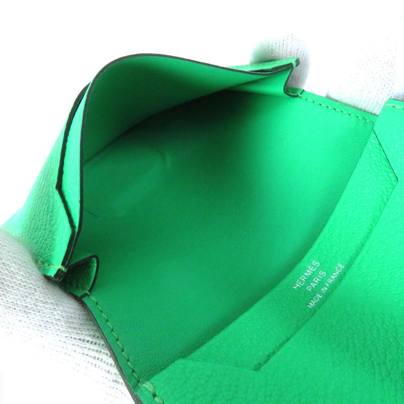 Hermes Bearn Mini Vert Comic Silver Hardware Chevre Misol Bifold Card Case