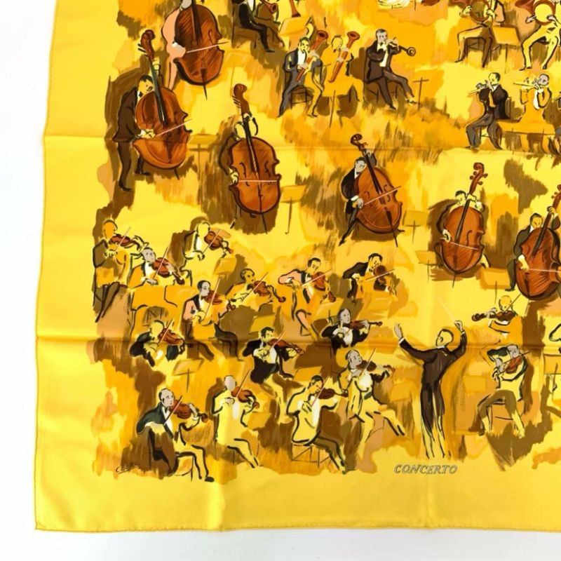 Hermes Carre 90 Concerto Scarf Yellow Tone