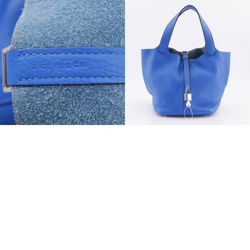 Hermes Picotin Lock MM Taurillon Clemence Blue Idylla Blue X Ladies Handbag