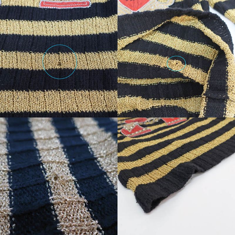 Gucci Knit Sweater - Black X Gold Border - Size XS Embroidery Tops
