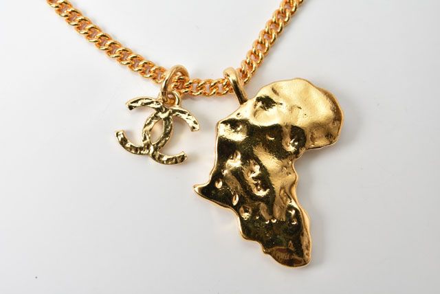 Chanel Necklace Pendant Chain Ladies Men's Chanel Africa Motif Coco Mark CC