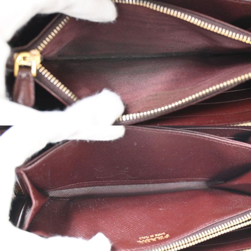 Prada Long Wallet Round Zipper Bordeaux Leather 02bs192