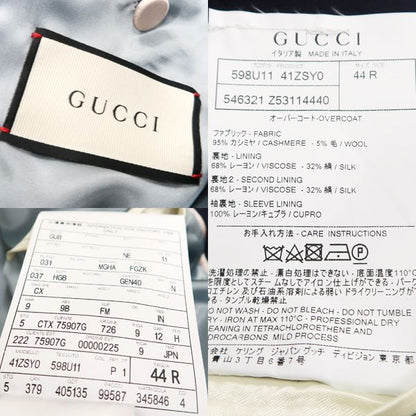 Gucci Chester Coat 546321 Cashmere 95% Wool 5% Navy Stripe Tricolor Gucci