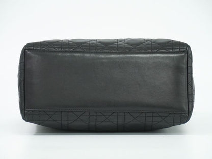 Authentic Christian DIOR Lady Dior Cannage Handbag Leather Black Lady Dior Bag