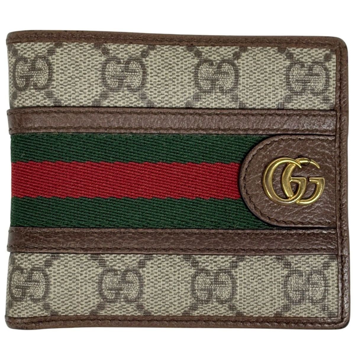 Gucci Ophidia GG Coin Wallet Pattern Double Web Sherry