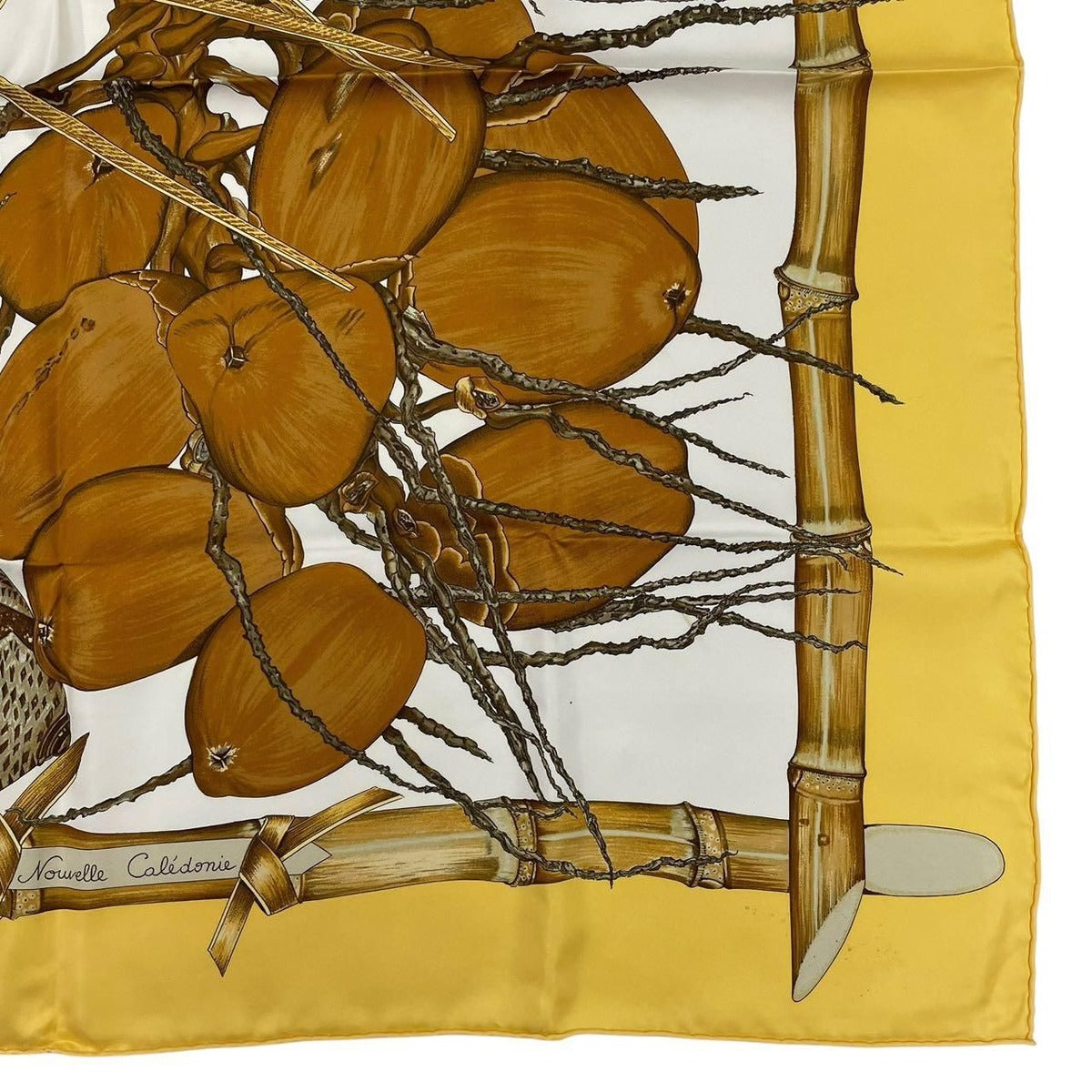 Hermes Carre 90 Jardin Creole Cles Or's Paradise Silk Scarf Yellow — view 5