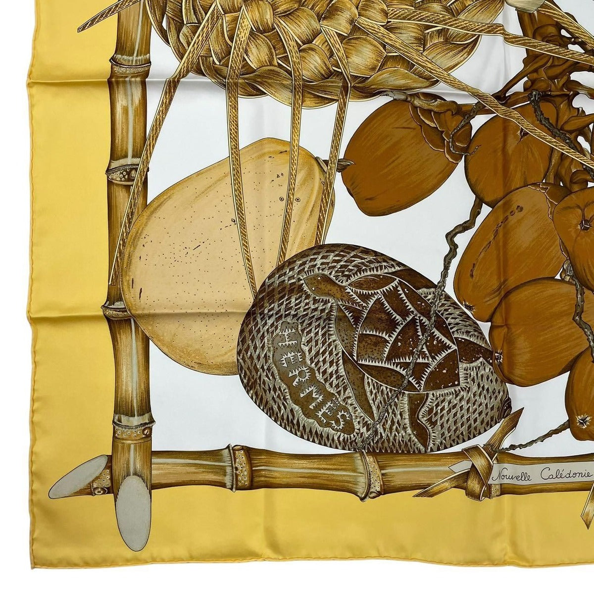Hermes Carre 90 Jardin Creole Cles Or's Paradise Silk Scarf Yellow — view 6