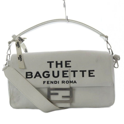 Fendi One Handle Shoulder Bag 2-Way Canvas White