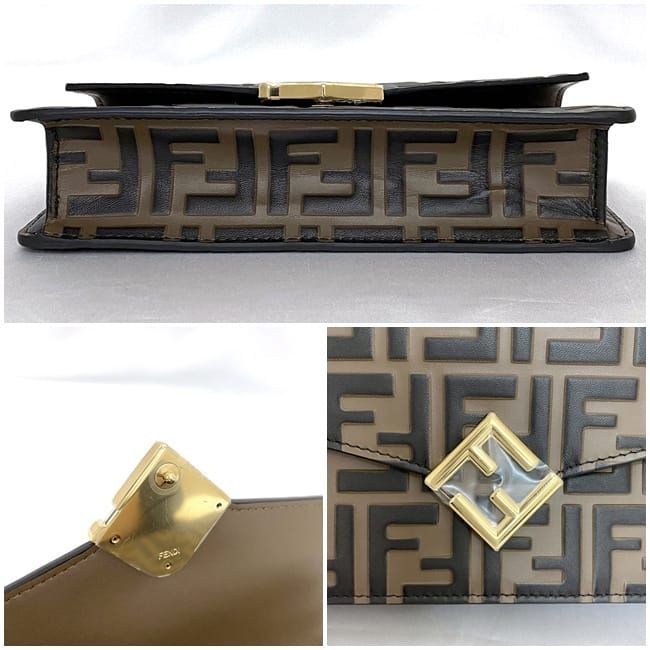 Fendi 2way Chain Shoulder Bag Brown FF Diamond