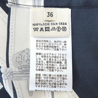 Hermes Sleeveless Tops Silk Belt Pattern 36 Navy-black Ladies Apparel