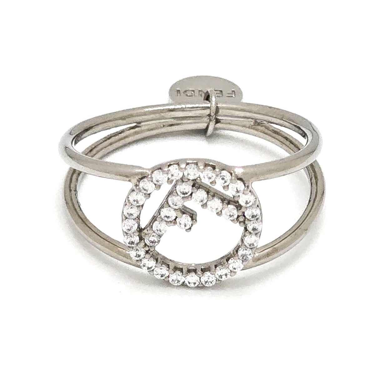 Fendi Is Ring M Crystal Silver Color Metal — view 4