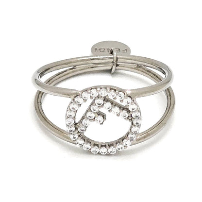 Fendi Is Ring M Crystal Silver Color Metal — view 4