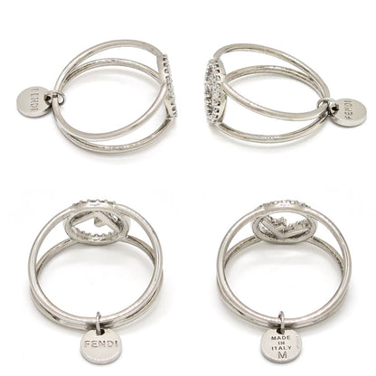 Fendi Is Ring M Crystal Silver Color Metal — view 5