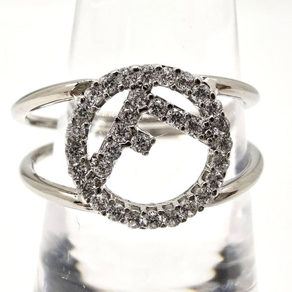 Fendi Is Ring M Crystal Silver Color Metal — view 6