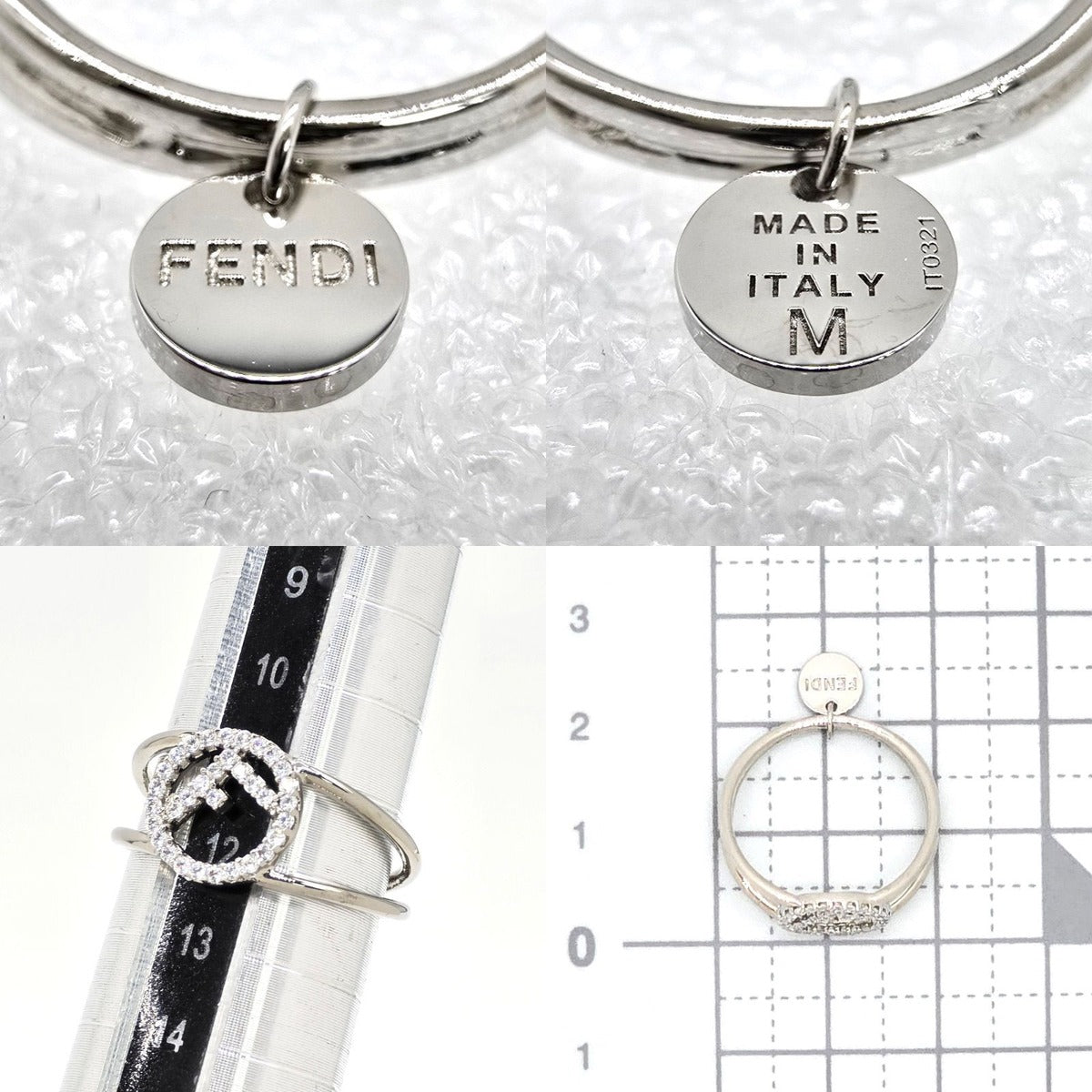 Fendi Is Ring M Crystal Silver Color Metal — view 7