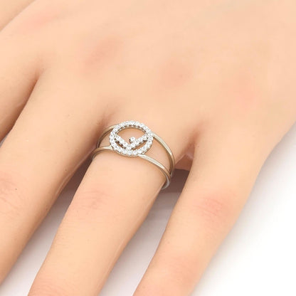 Fendi Is Ring M Crystal Silver Color Metal — view 8