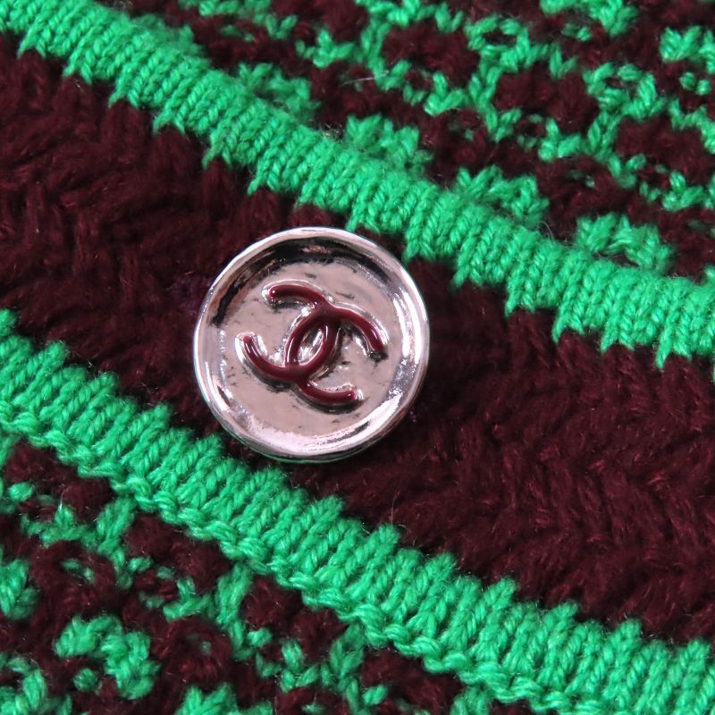 CHANEL 23A P75435 100% Cashmere Coco Mark Button Allover Pattern Crewneck