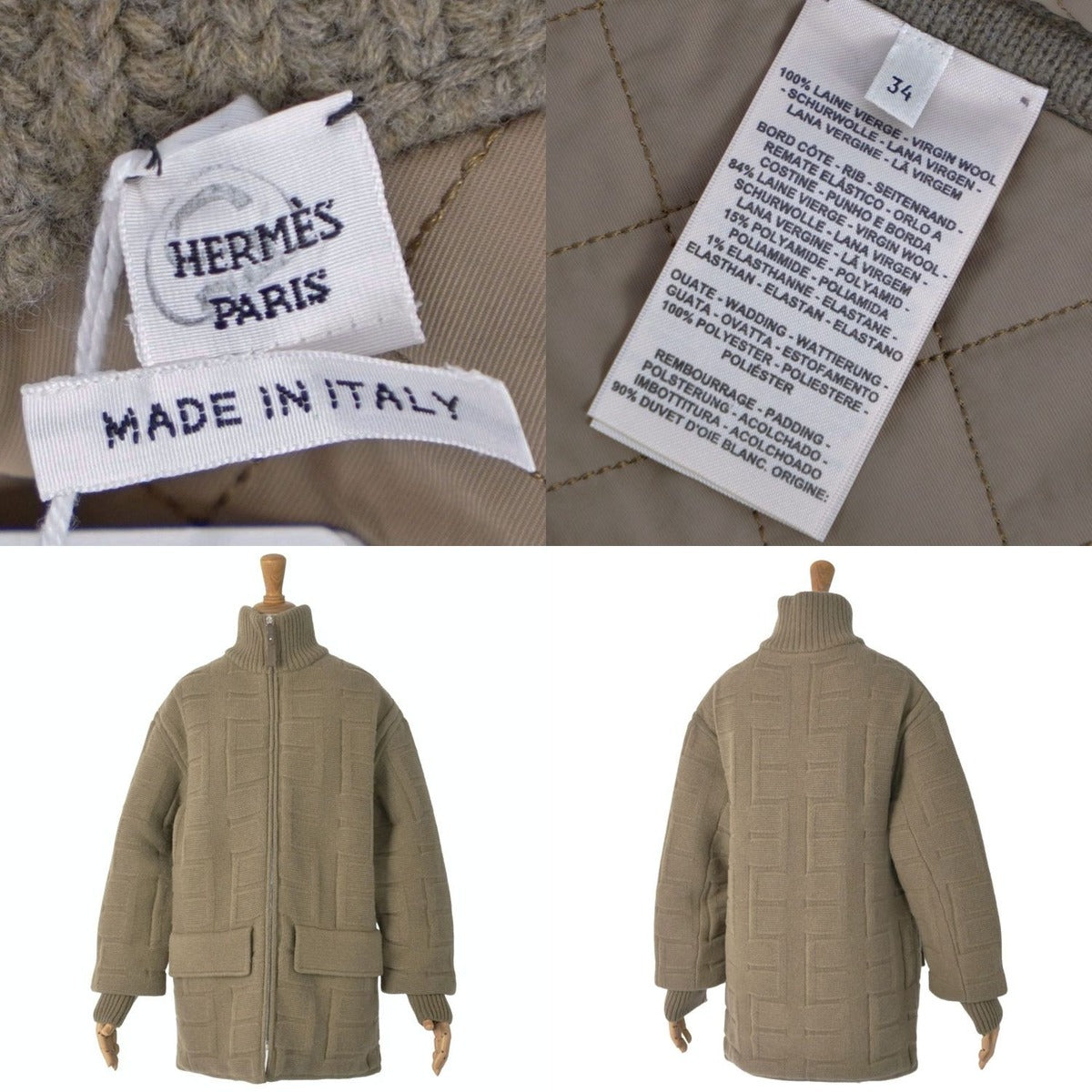 Hermes Knit Coat Jacket with Padding — view 9