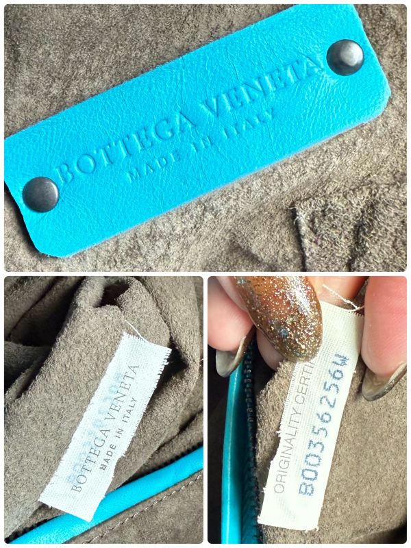 Bottega Veneta Intrecciato Leather Tote Handbag Bicolor Light Blue Ivory A4