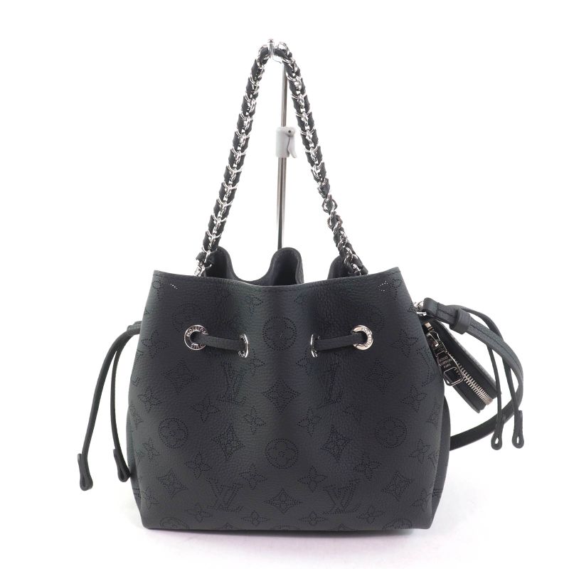 Louis Vuitton M57070 Bella Noir Black Mahina Leather 2way Shoulder Bag With