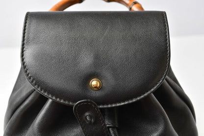 Gucci Preowned Mini Backpack Bamboo Backpack Gucci Bag Vintage Leather Black