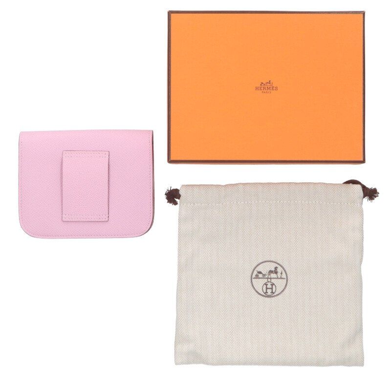 Hermes Constance Slim B Engraved Svhardware Epson Mauve Silvestre Wallet Women