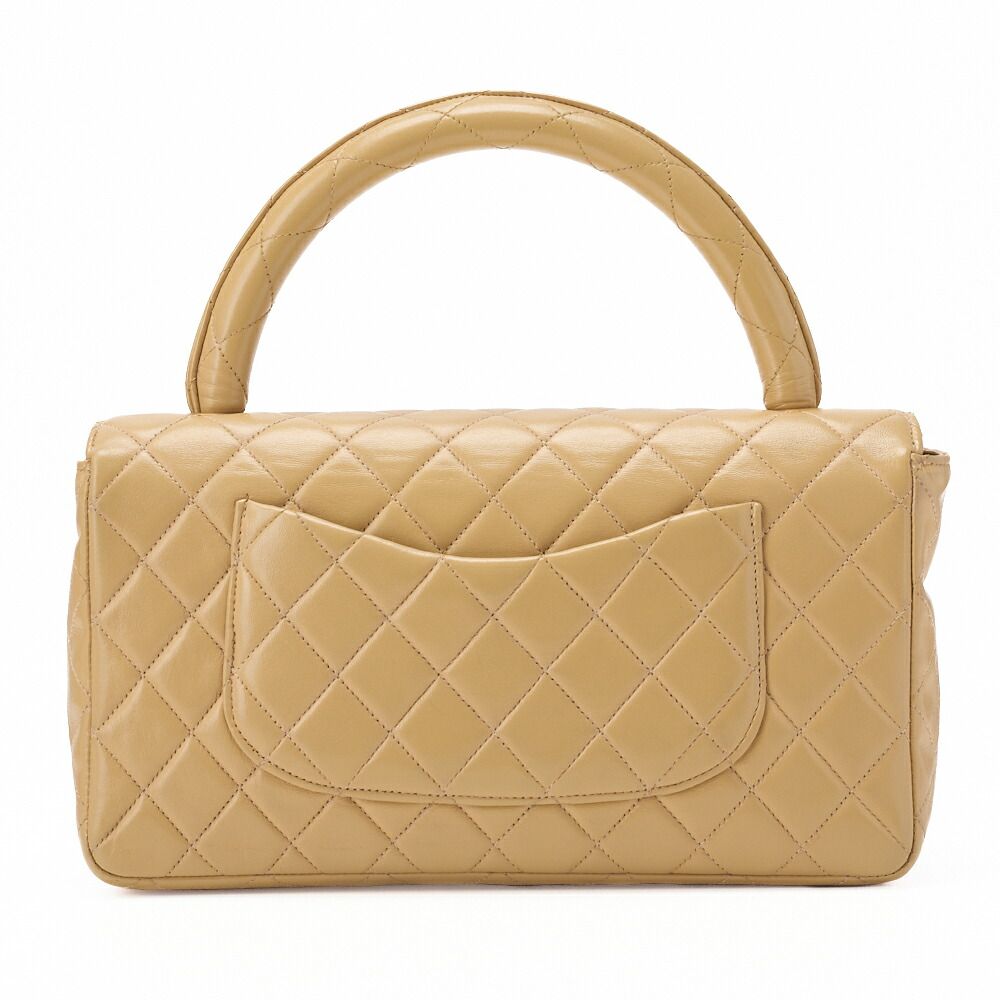 Chanel Handbag Matelasse Coco Top Handle Flap Bag Lambskin Beige Gold