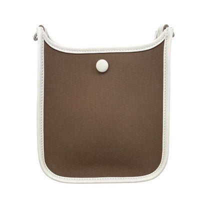 Hermes One Shoulder Bag Neo Evelyn TPM K Engraved Toile Officier Swift Etoupe