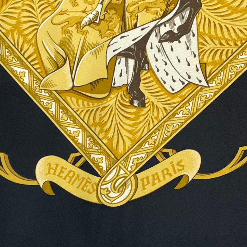 Hermes Scarf Carre 90 La Vie A Cheval Gold And Black