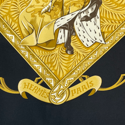 Hermes Scarf Carre 90 La Vie A Cheval Gold And Black