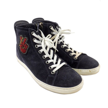 Louis Vuitton High Cut Sneakers - Side Zip Suede Dark Navy - Size 6 1