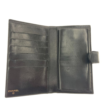 Chanel Caviar Skin Coco Mark Long Wallet A13498 Black