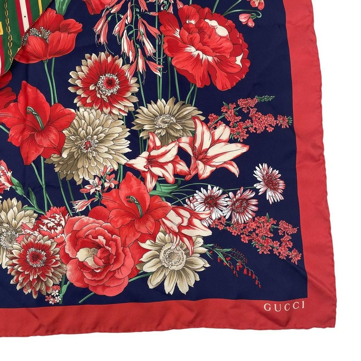 Gucci Silk Flora Scarf Floral Pattern Red — view 7