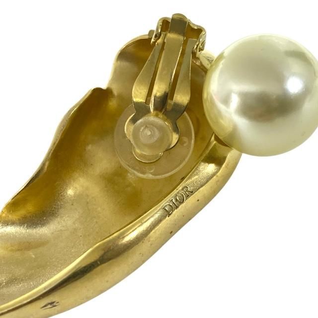 Christian DIOR Ear Cuff Earrings Pearl GP Gold White One Ear