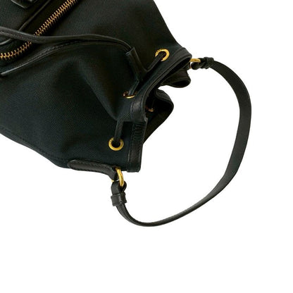 Prada Duet Logo Canvas Leather Drawstring 2-Way Handbag Shoulder