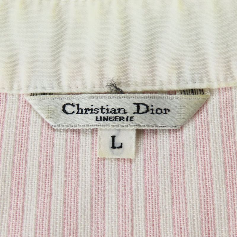 Christian Dior Dress L Cotton Pink White Stripe Apparel Women Christian Dior